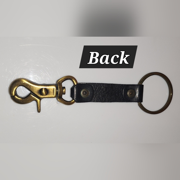 DICKIES Keychain Black Genuine Leather Brass Clip and Keyring with Embossed Logo - Picture 3 of 9